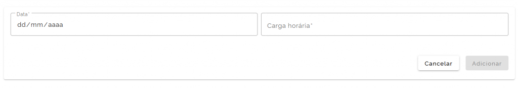 Controle de Projetos - Data e Carga Horária