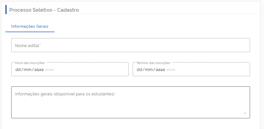 Informações básicas do processo seletivo
