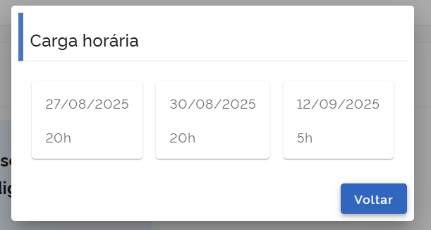 Carga horária lançada