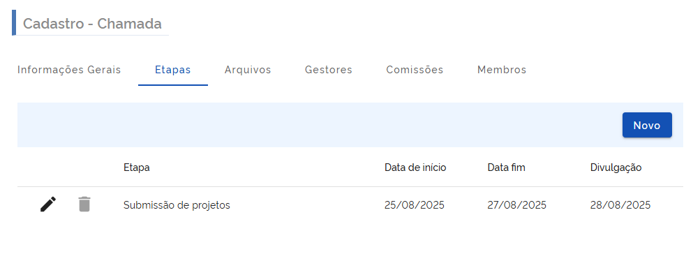Configuração de etapas