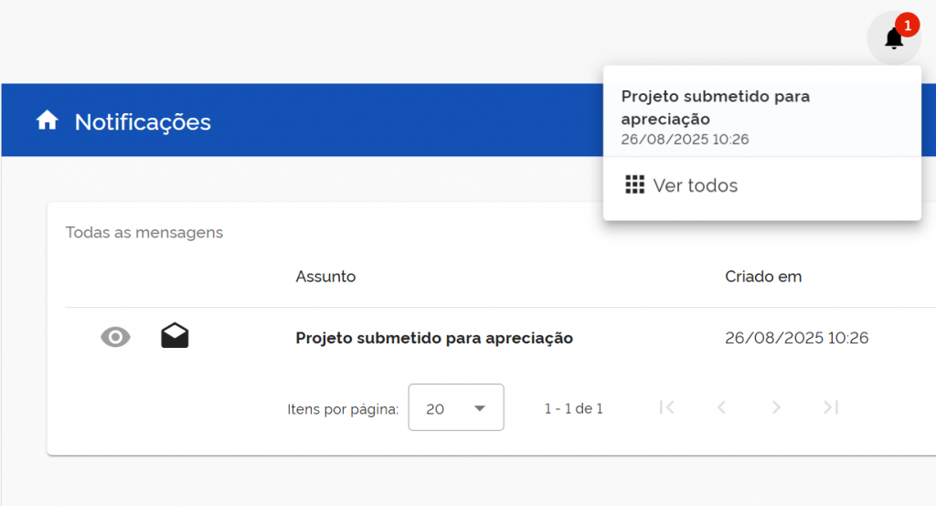 Notificação de avaliação disponível
