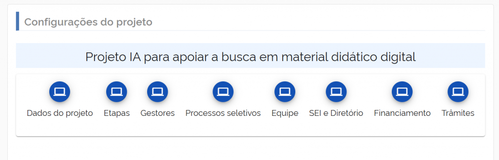 Itens de configuração dos projetos