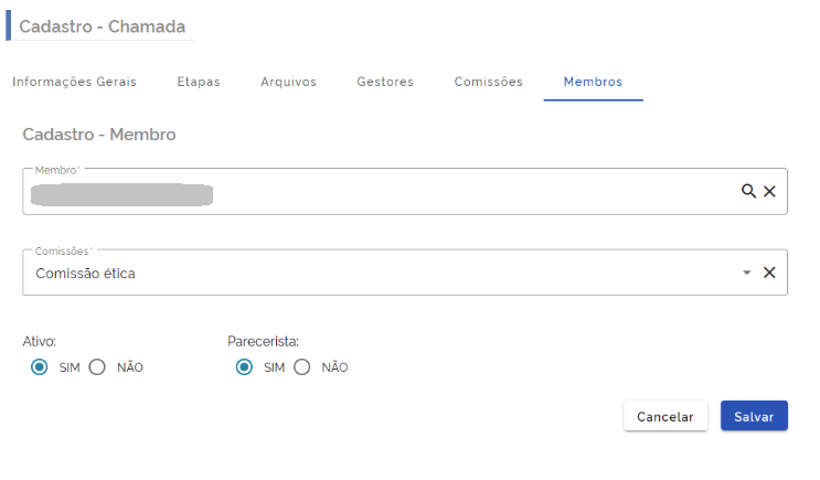 Membros das comissões