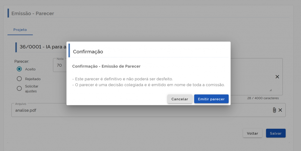 Confirmação parecer final
