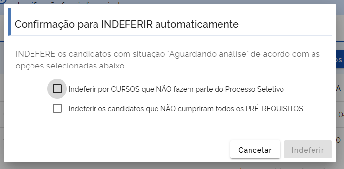 Indeferimento automático