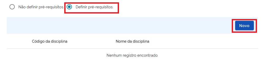 Disciplina como pré-requisito